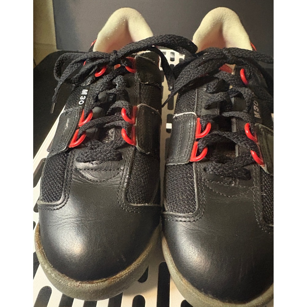 Vintage Avocet Model 30 Cycling Shoes Mens 6.5 Black Red Leather Nylon Retro